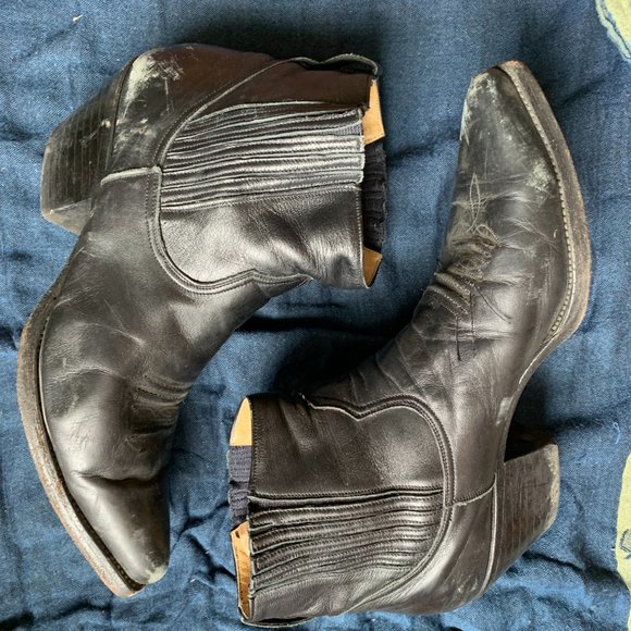 Boot Masters // Black Leather Western Ankle Boots - Picture 2 of 12